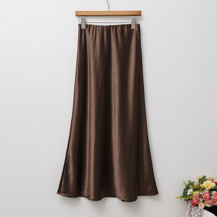 Skirt Womens Autumn High-Waisted Slimming A-Line Skirt