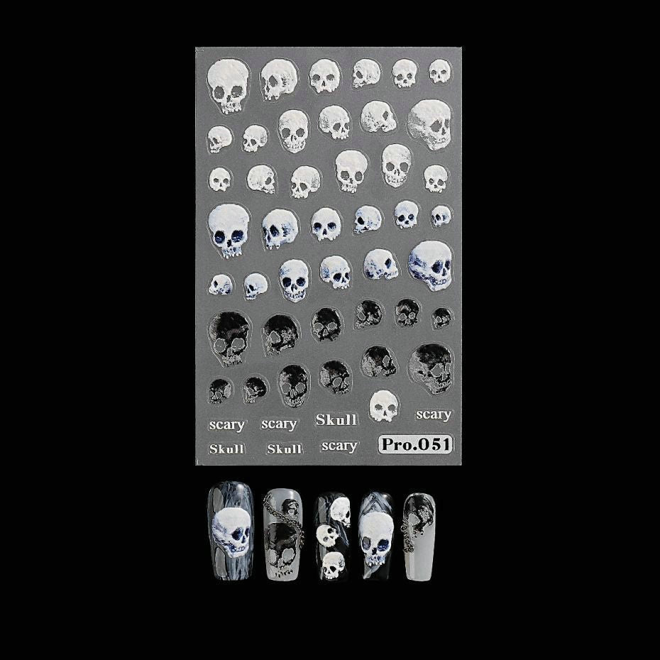 Wansheng Cartoon Cute Ghost Skull Spider Web Nail Back Glue
