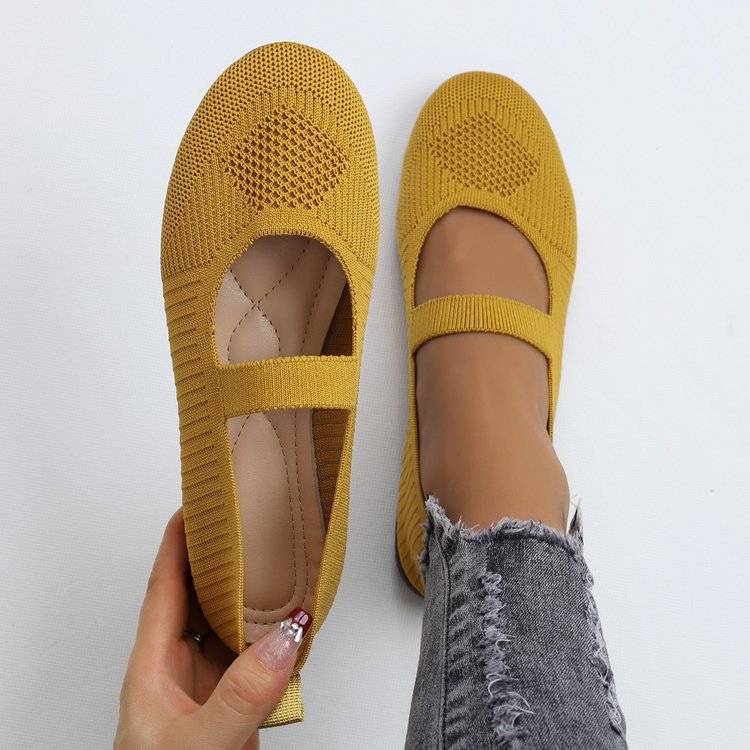 Round Head Comfortable Flat Casual Shallow Mouth Flying Woven Pumps
