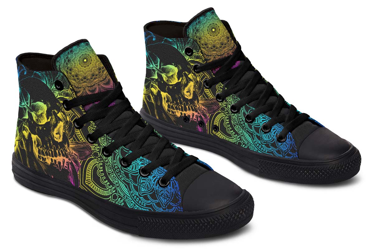 Men's And Women's Fashion Color Printing High-top Canvas Shoes