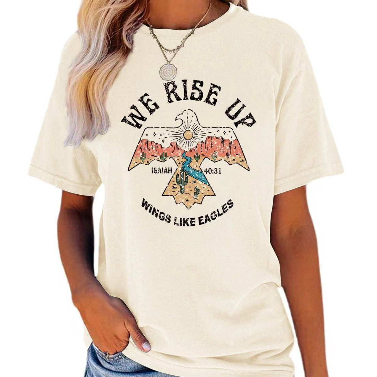 WE RISE UP Bogstavprint T-shirt Kortærmet til kvinder