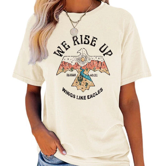 WE RISE UP Letter Print T-shirt Women's Short Sleeve