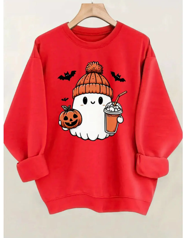 Fleece sweatshirt med bogstavprint og lange ærmer