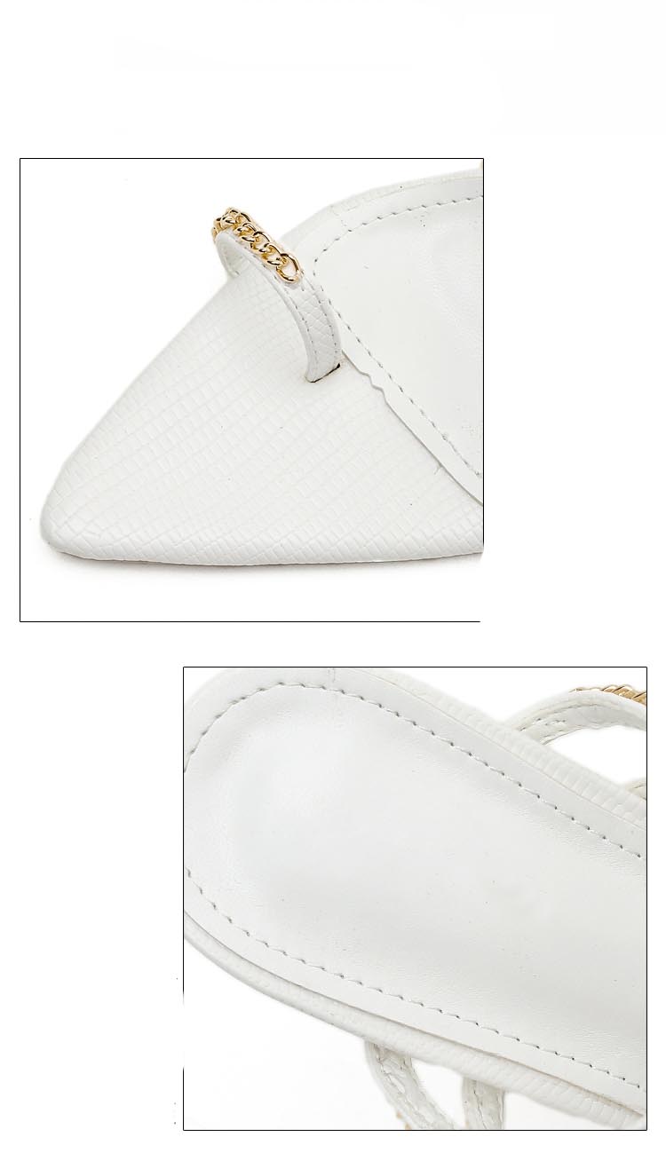 Metal Chain Pointed Toe Fashion High-heel Sandals And Slippers