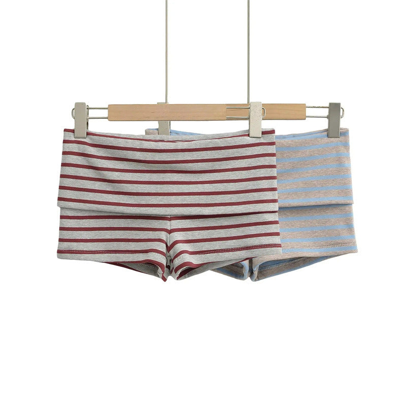 Summer Striped Contrasting Color Shorts Women