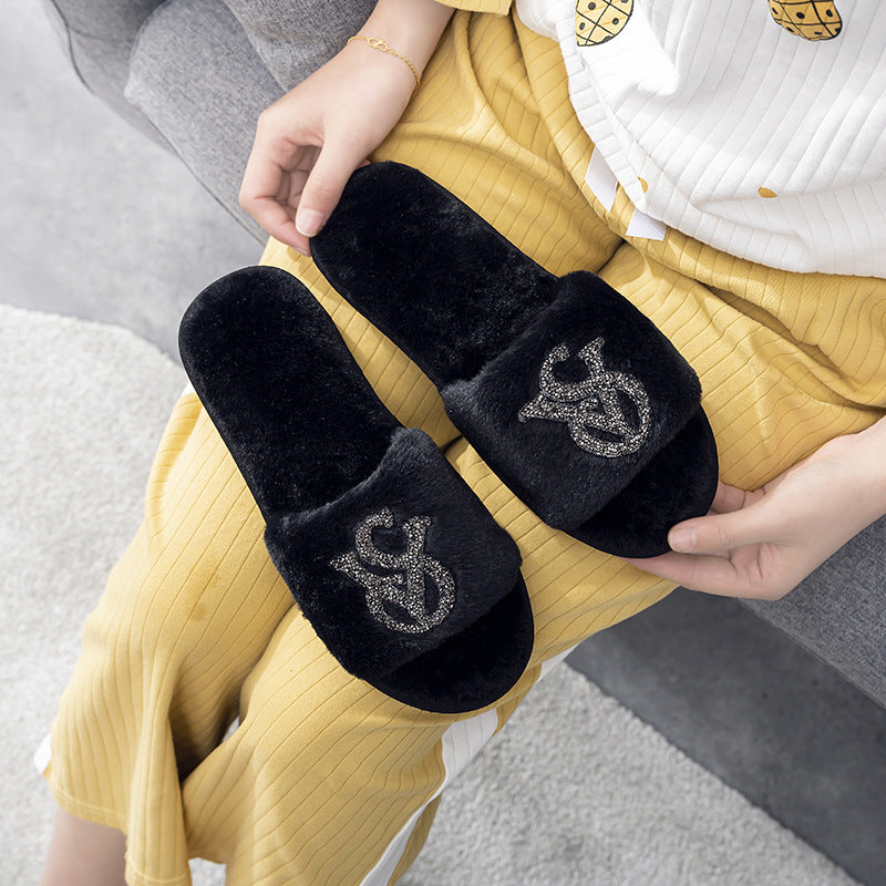 Women's Home Bright Diamond Warm Fashion Cotton Slippers