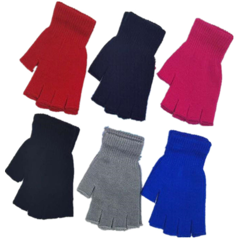 Half Finger Wool Cycling Acrylic Warm Fingerless Gloves