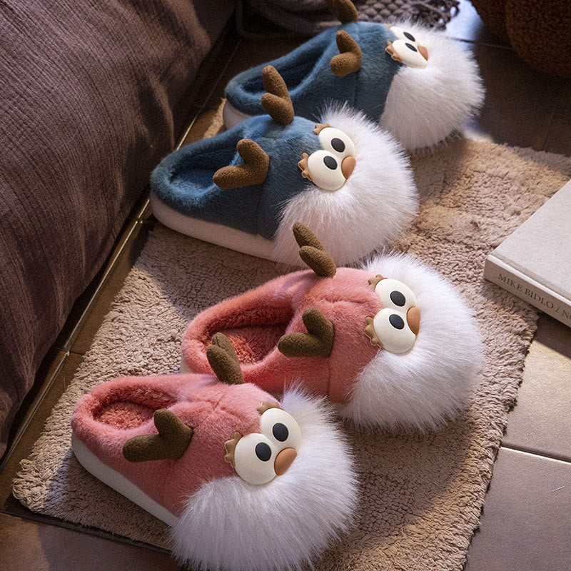 Indoor Home Cartoon Big Bearded Dragon Warm Plush Cotton Shoes