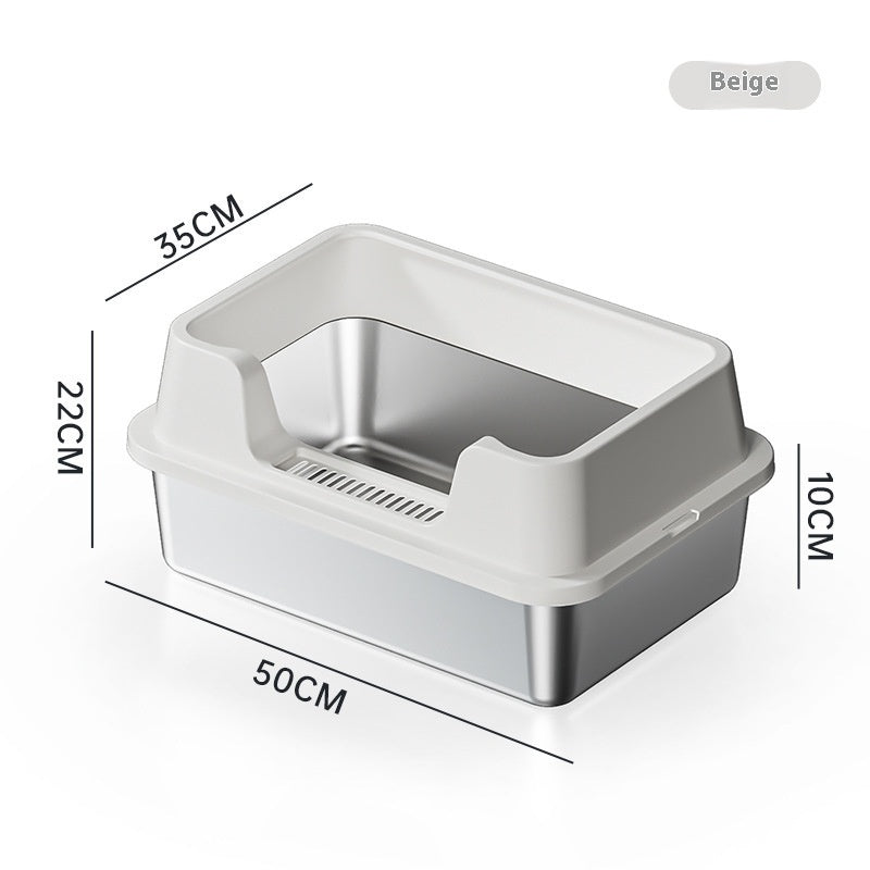 Stainless Steel Litter Box Open Deepening Semi-closed