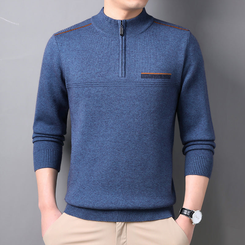 Herre Halv-rullekrave Lynlås Sweater Til Midaldrende Og Ældre Mænd