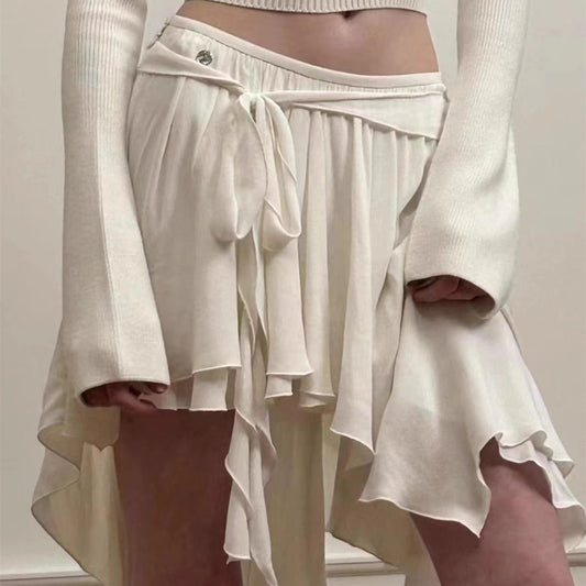 Ballet Style Lace-up Y2g Hot Girl Ruffled Design Irregular Skirt