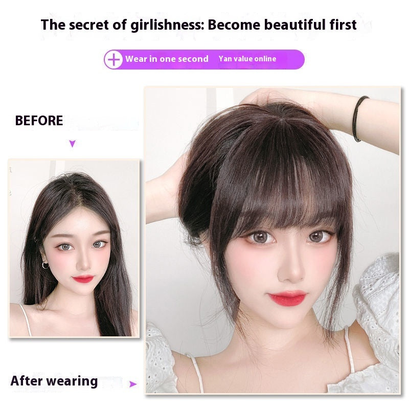3d French Air Bangs Wig Set Female Head Seamless