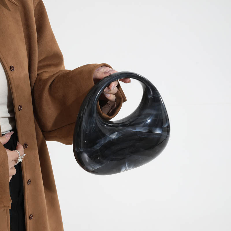 Womens Evening Handbag With A Moon-shaped Underarm Design  Acrylic Box Bag,