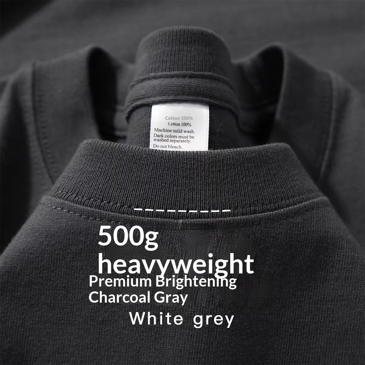 Ivory White 500g Heavyweight Pure Cotton Solid-Color Short-Sleeve Top