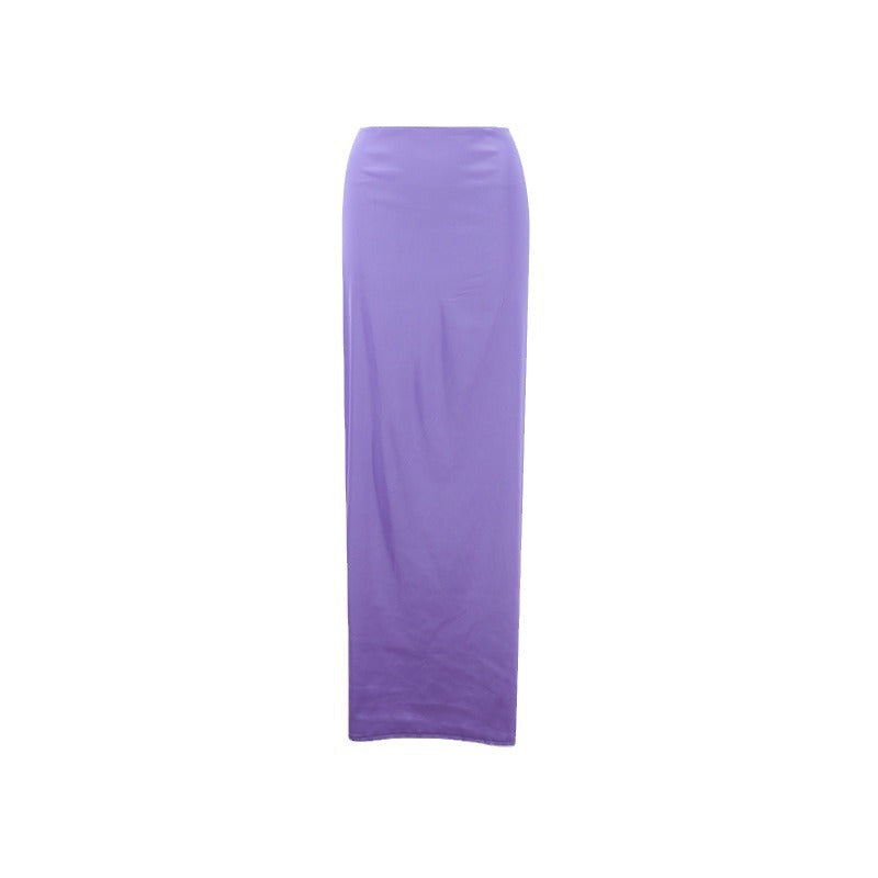 European And American Socialite Autumn High-grade Solid Color Slim Fit Long Dress Irregular Drape