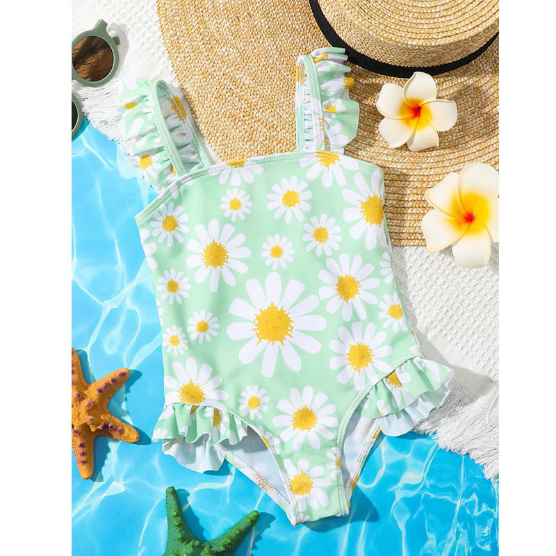 Girl's One-piece Swimming Suit Flower Print Cartoon