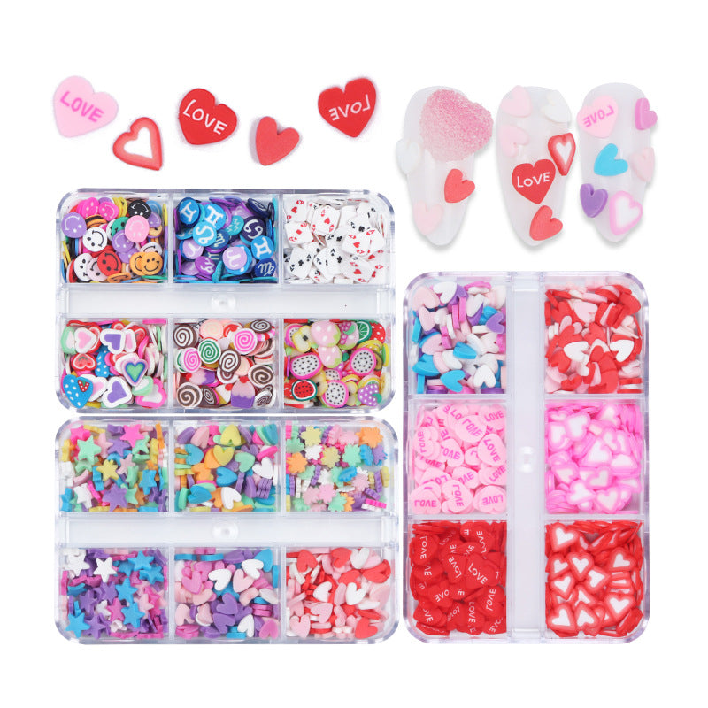 Small 6-grid Boxed Holiday Manicure Polymer Clay Ornament