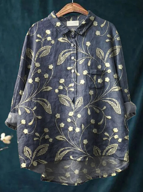 Women's Floral Long Sleeve Shirt Printing Shirt Collar Daily Casual Top