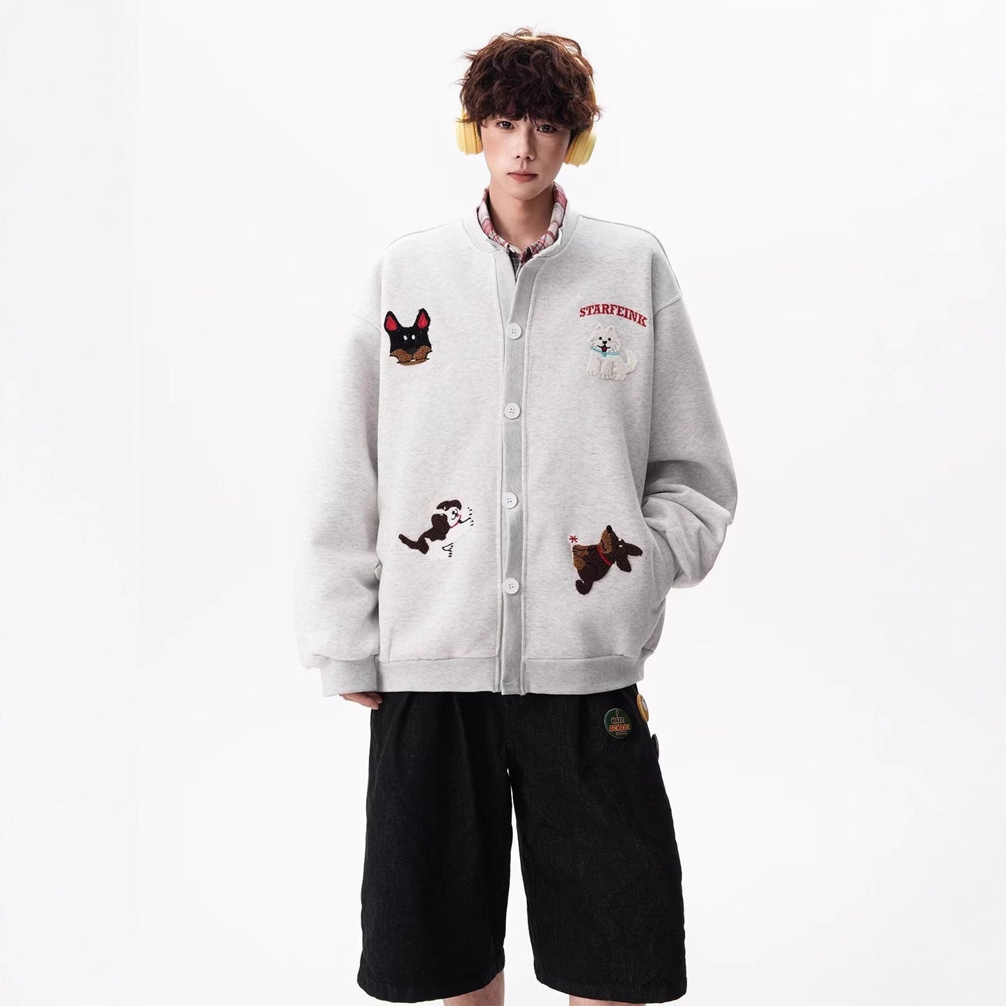 Men's Loose Casual Crew-Neck Couple Jacket Top