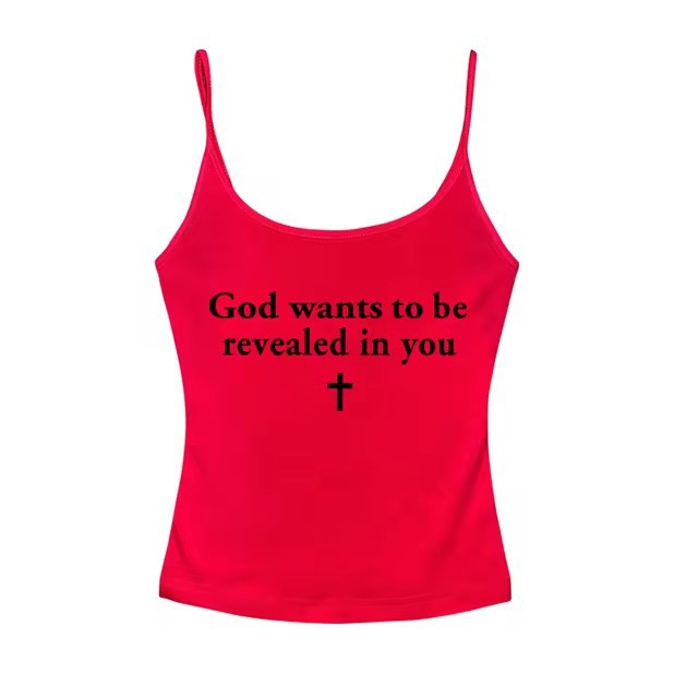 Vintage Cross Letter Printed Camisole Top