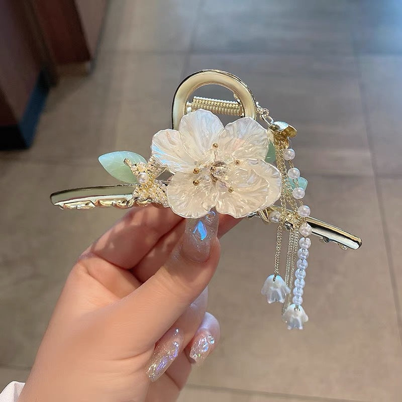 Antique Tassel Large Pearl Clip Metal Hairpin