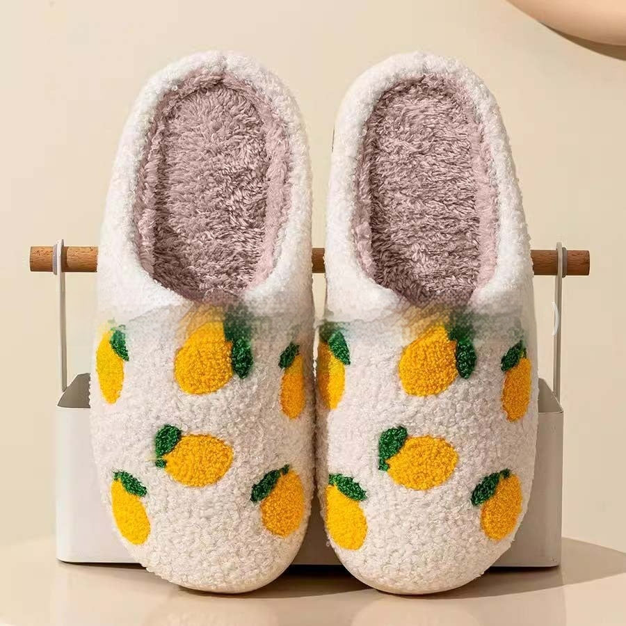 Women's Cotton Plush Lemon Slippers