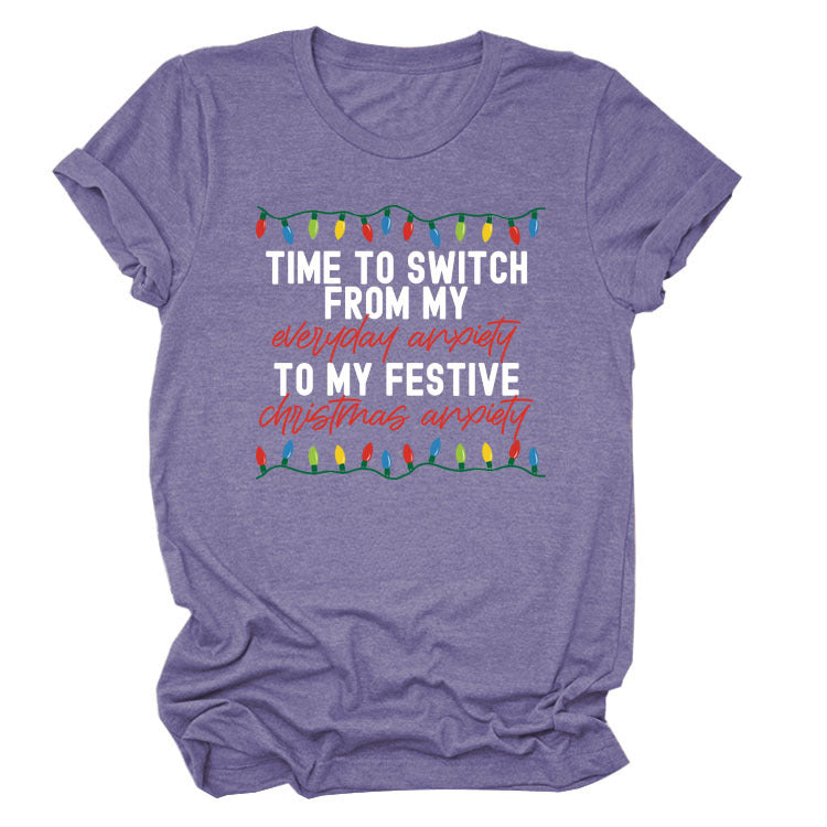 Pattern Printing Casual Short-sleeved T-shirt Women's Tops