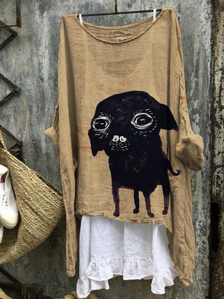 Womens Long-sleeve Casual Printed Pullover Top