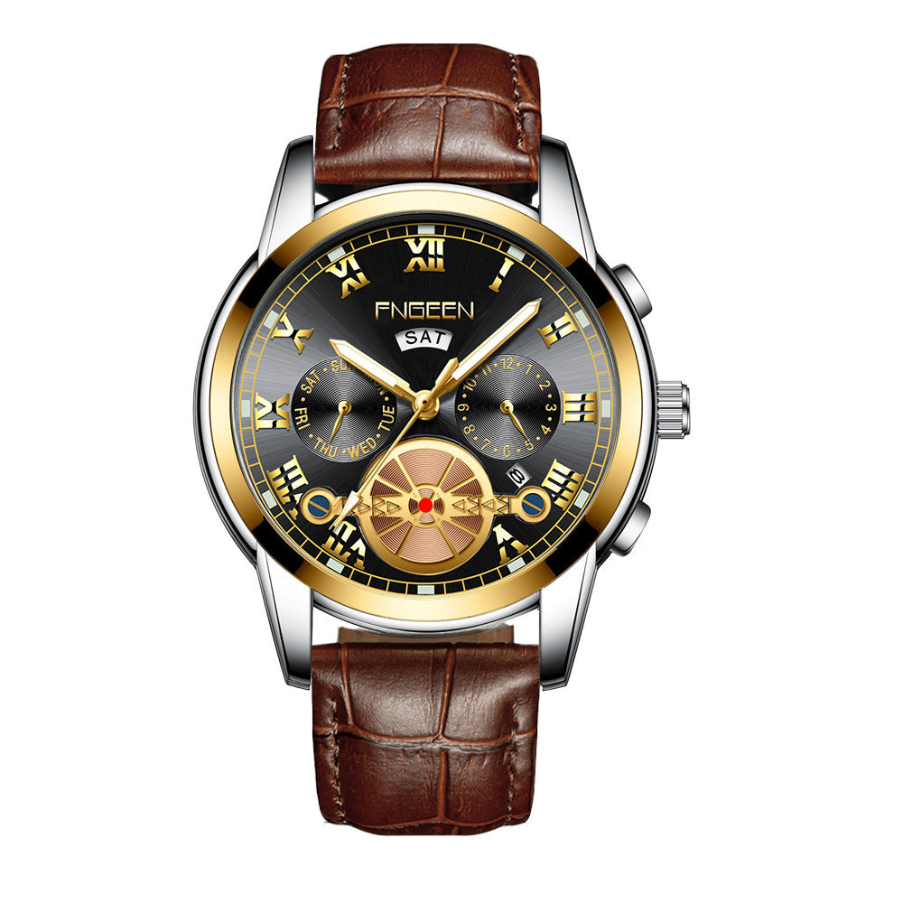 Fashion Tourbillon Watch Quartz Steel Band Multifunction