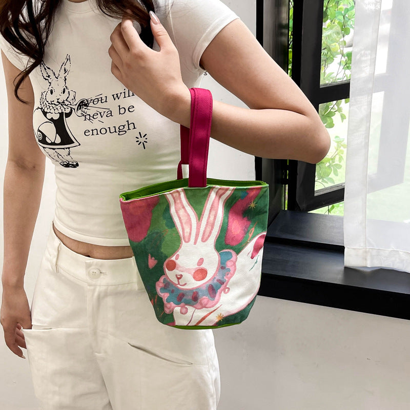 Oil Painting Style Handbag Cute Printing