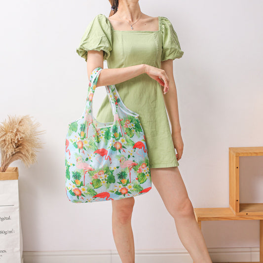 Floral Cloth Portable Shopping Bag Polyester Folding 190T