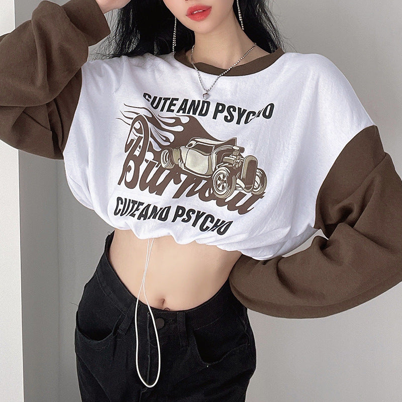 Kontrastfarvet tegneseriebogstavprint løs sweatshirt
