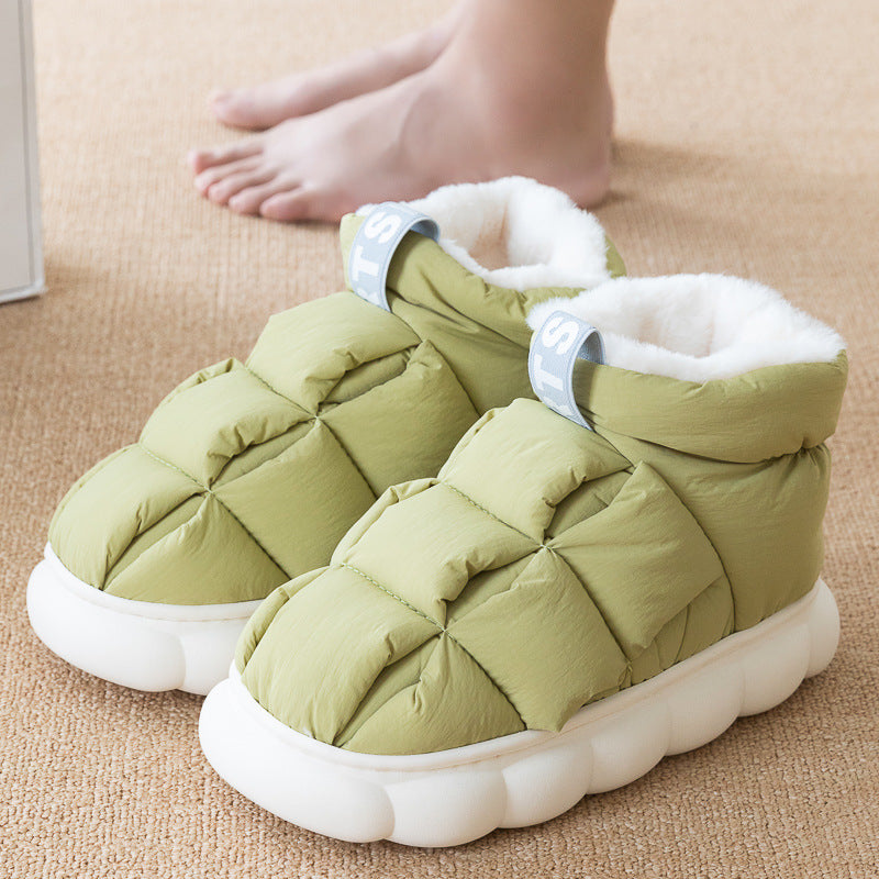 New Winter Couple Checkered Cotton Slippers
