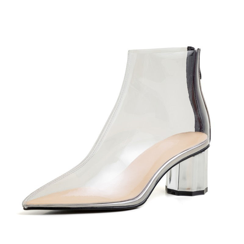 Spring New Thick Heel With Transparent Middle Heel