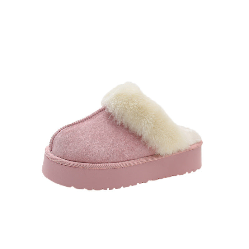 Snow Boots Fur Integrated Fluffy Slippers Women's Half Slippers Cotton Shoes