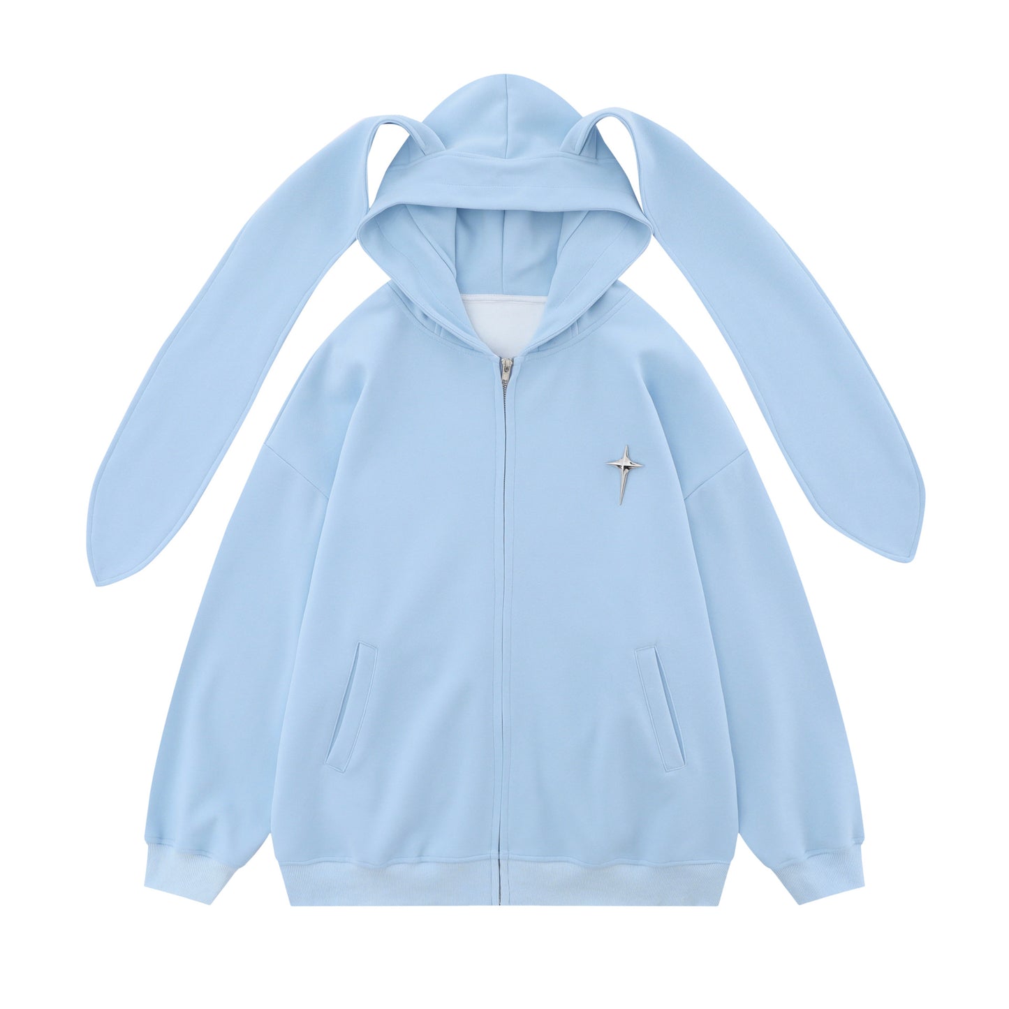 Design Hooded Rabbit Ears Cardigan Woman Cotton Dress