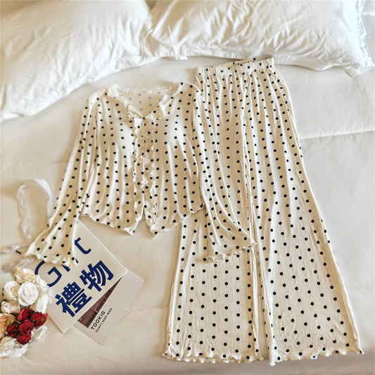 Womens Springautumn Long-sleeve Lightweight Pajama Set