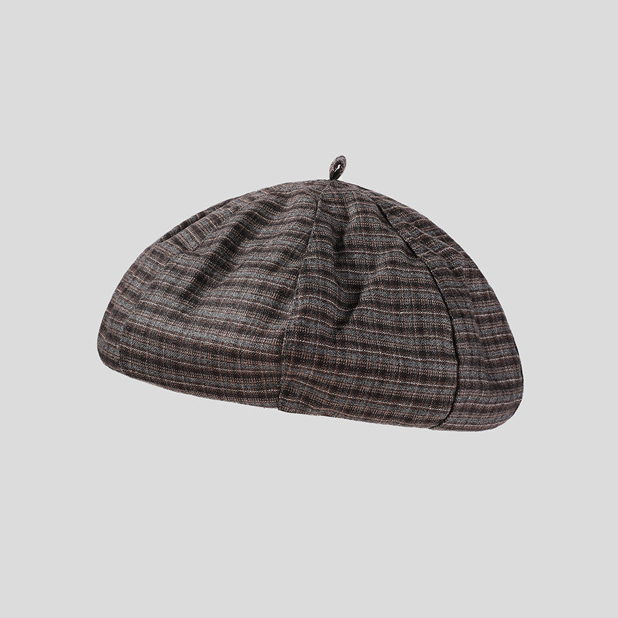 Vintage Plaid Octagonal Hat Student Leisure