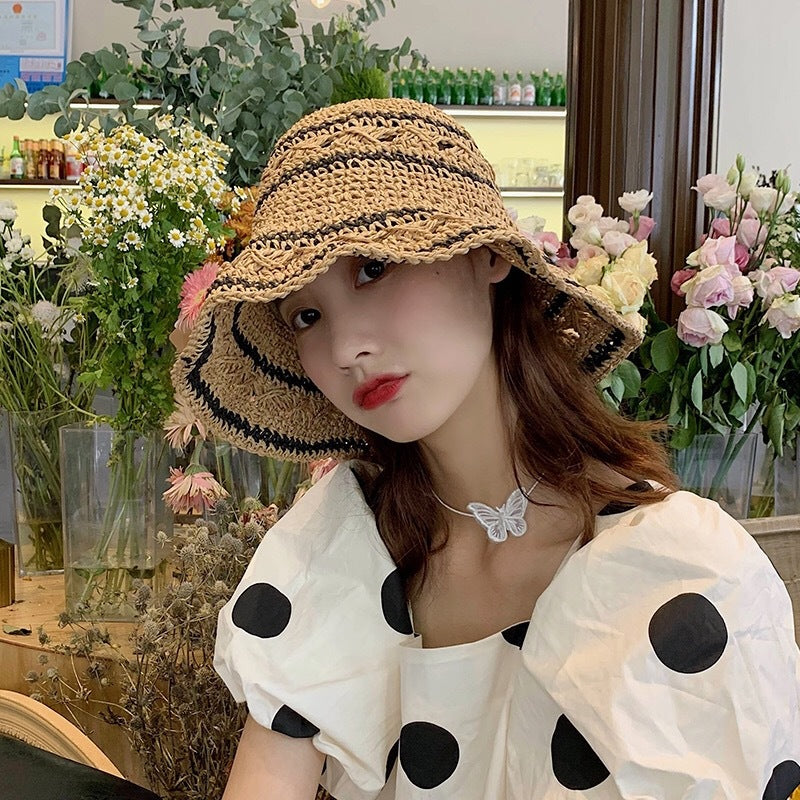 Summer Sunshade Straw Hat Small  Folding Sunscreen Big Brim