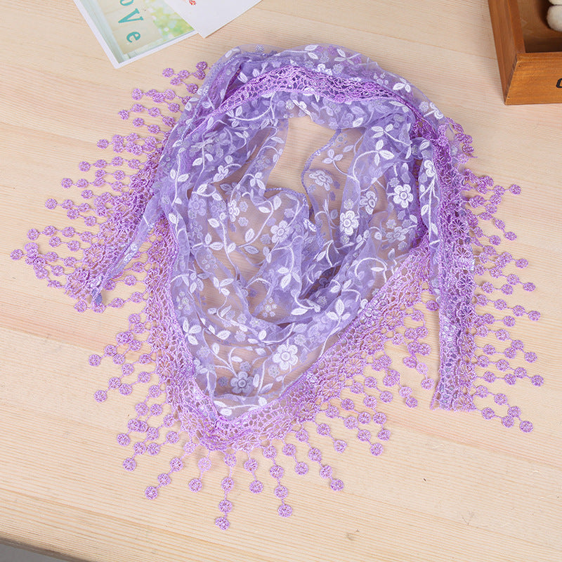Women's New Creative Lace Fringed Silk Scarf