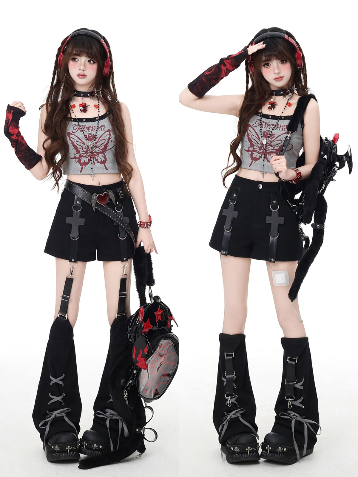 Sweet And Cool Detachable Leg Cover Design Spring And Summer Shorts For Women