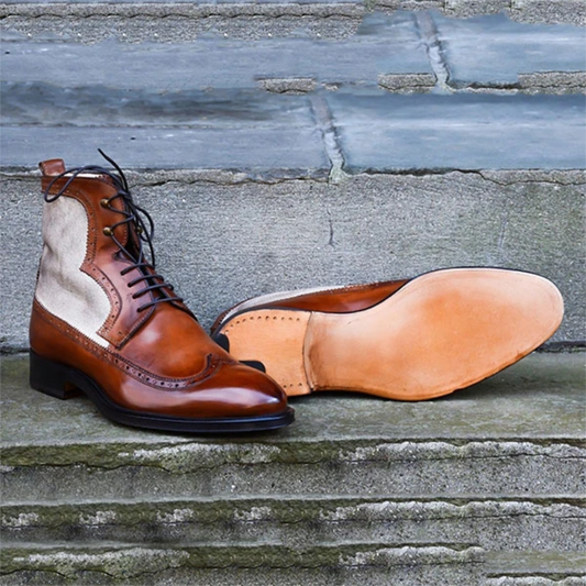 Stitched Canvas Hollow Pointed Brock Boots