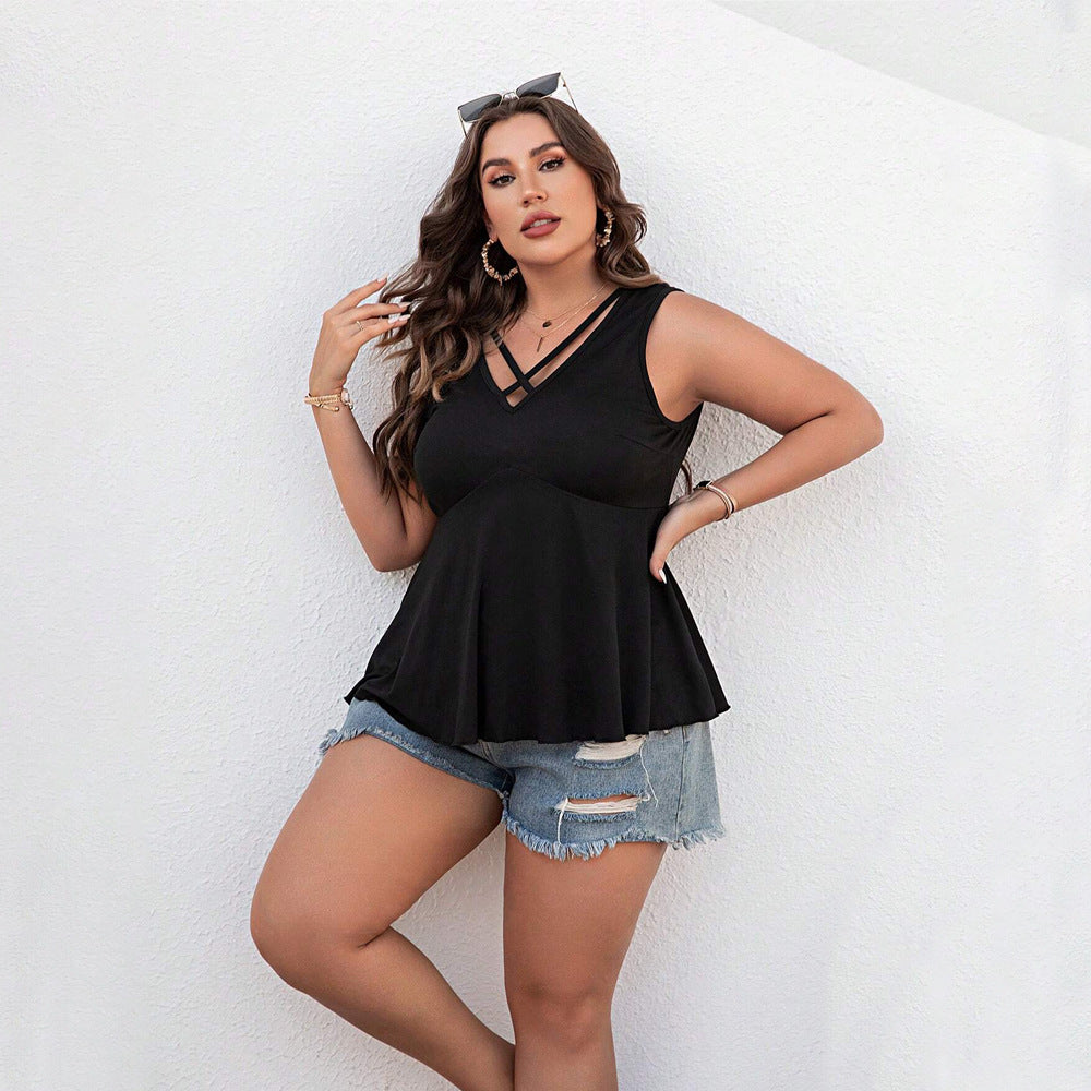 Simple And Versatile Casual V-neck Women's T-shirt