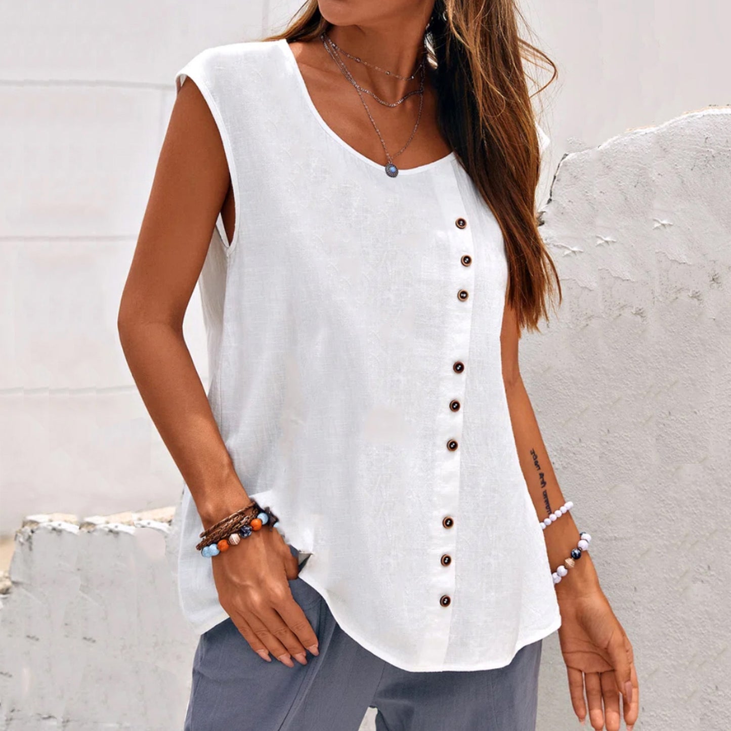 Women's Vintage Oversized Casual Sleeveless Top