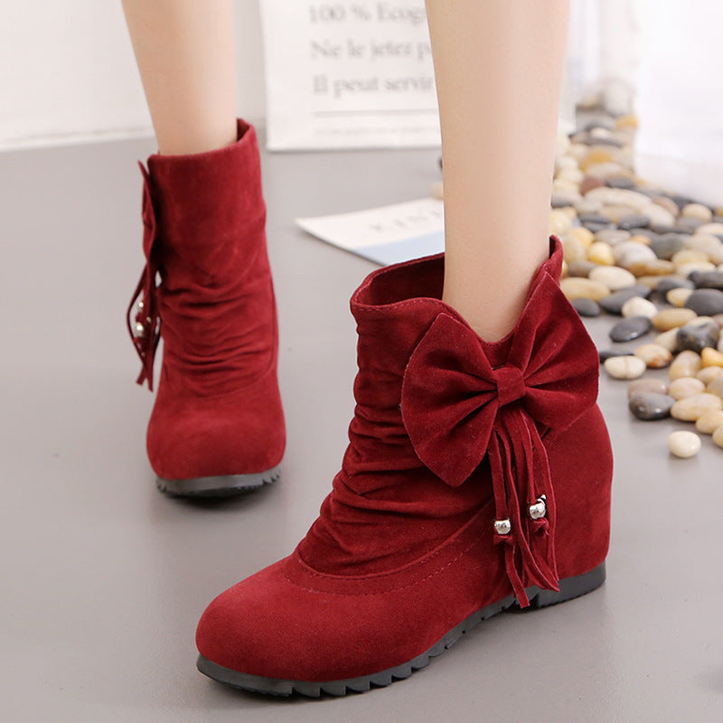 Women's Short Boots With Inner Bow