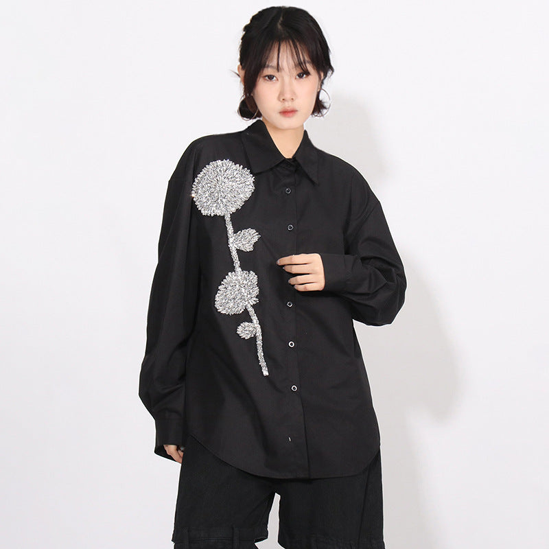 Fashion Casual Løstsiddende Slankende Reversbluse til Kvinder