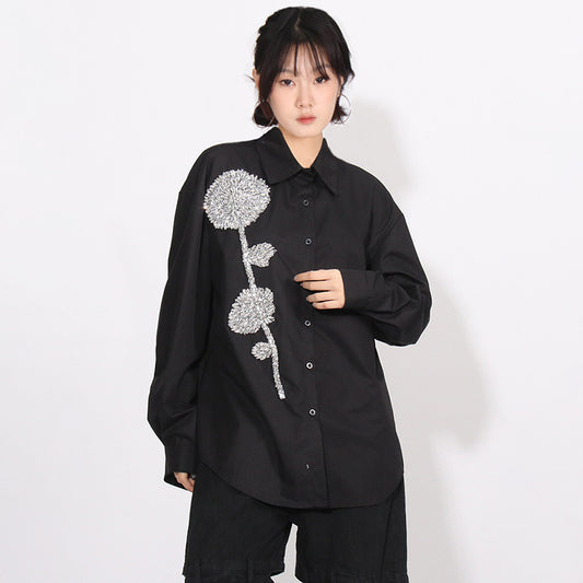 Fashion Casual Loose Slimming Lapel Women's Blouse