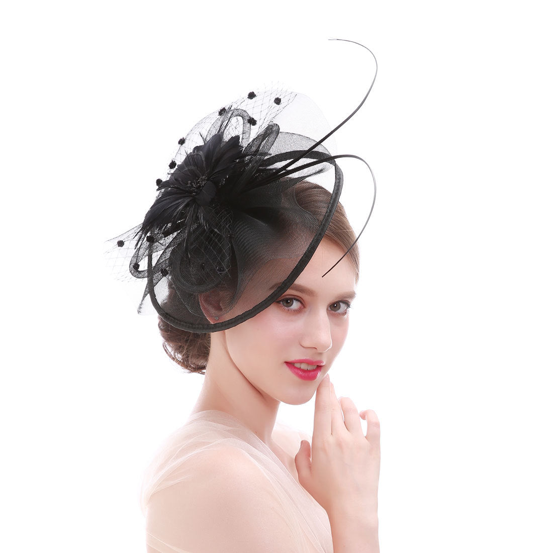 Women's Festival Hat Mesh Hair Clip Headgear