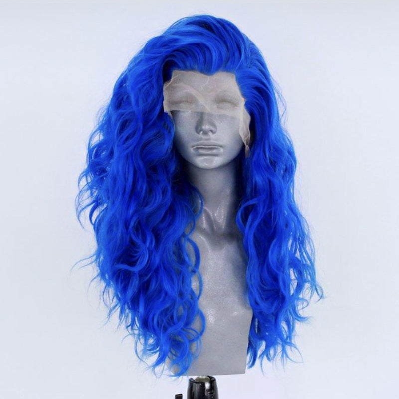 Håndhæklet Front Lace Mikrorumfang Store bølger Kemisk Fiber Højtemperatur Silke Fuld Blonde Paryk Kvinde