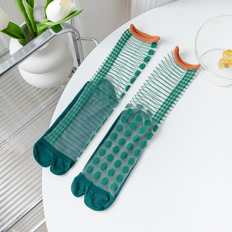 Two-toe Glass Stockings Women's Transparent Crystal
